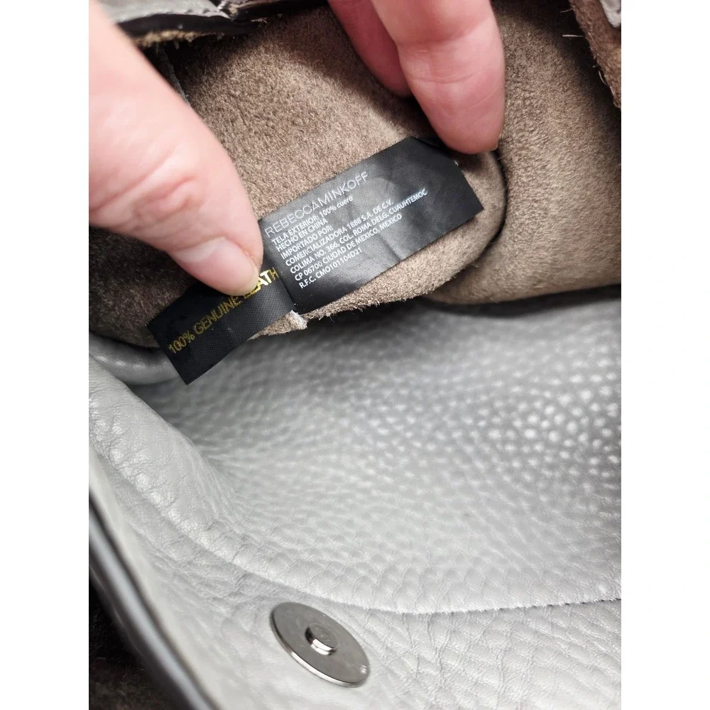 Rebecca Minkoff Bag Grey Leather‎ Silver Bucket Shoulder Pebbled Slouchy Soft